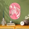 Zebra - Pink - Verf Wandcirkel Ovaal Forex klein -sfeer2