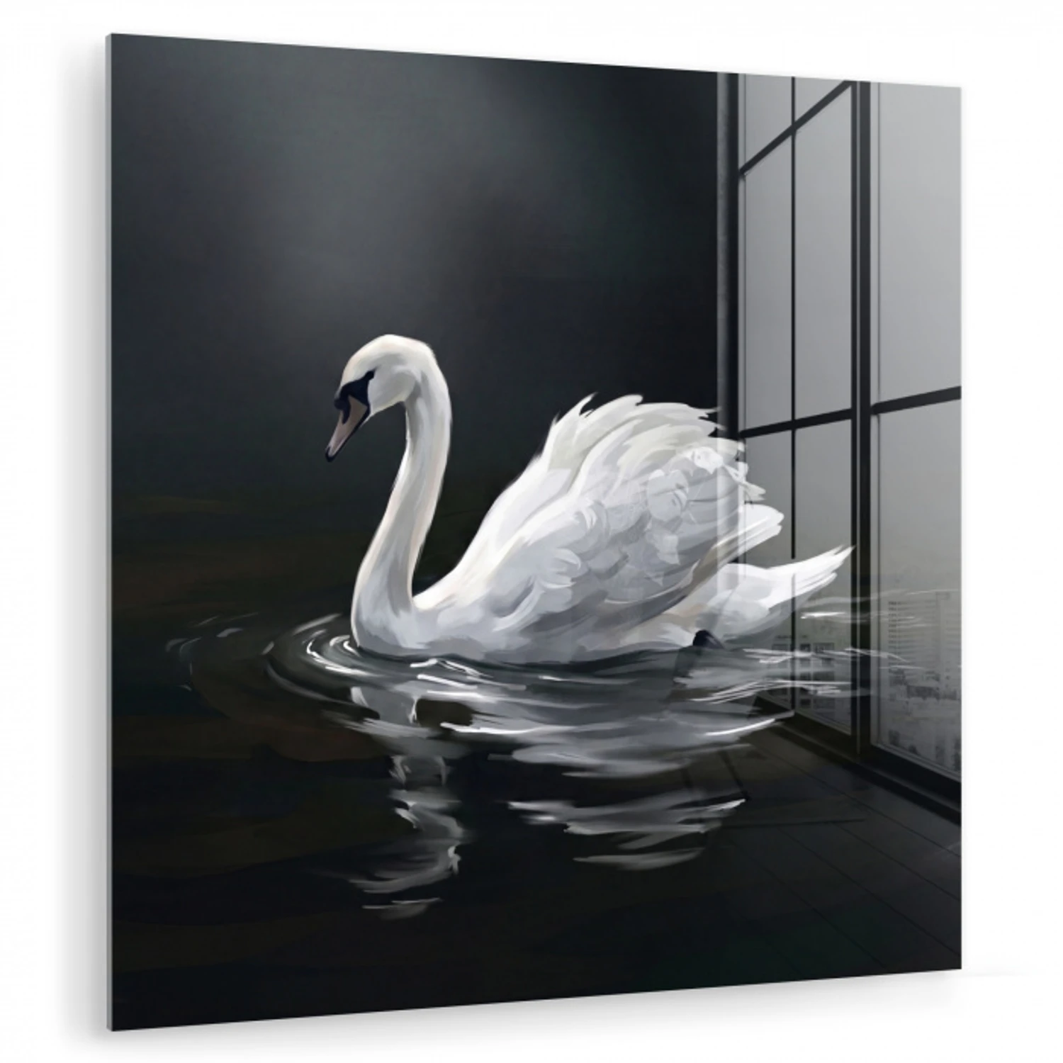 Zwaan - Water - Natuur - Realistisch - Wit plexiglas 5mm klein -zzzproduct_nieuw