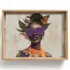 Vrouw - Zonnebril - Vlinder - Bloemen Dienblad Rechthoek middel -z3d_shopping