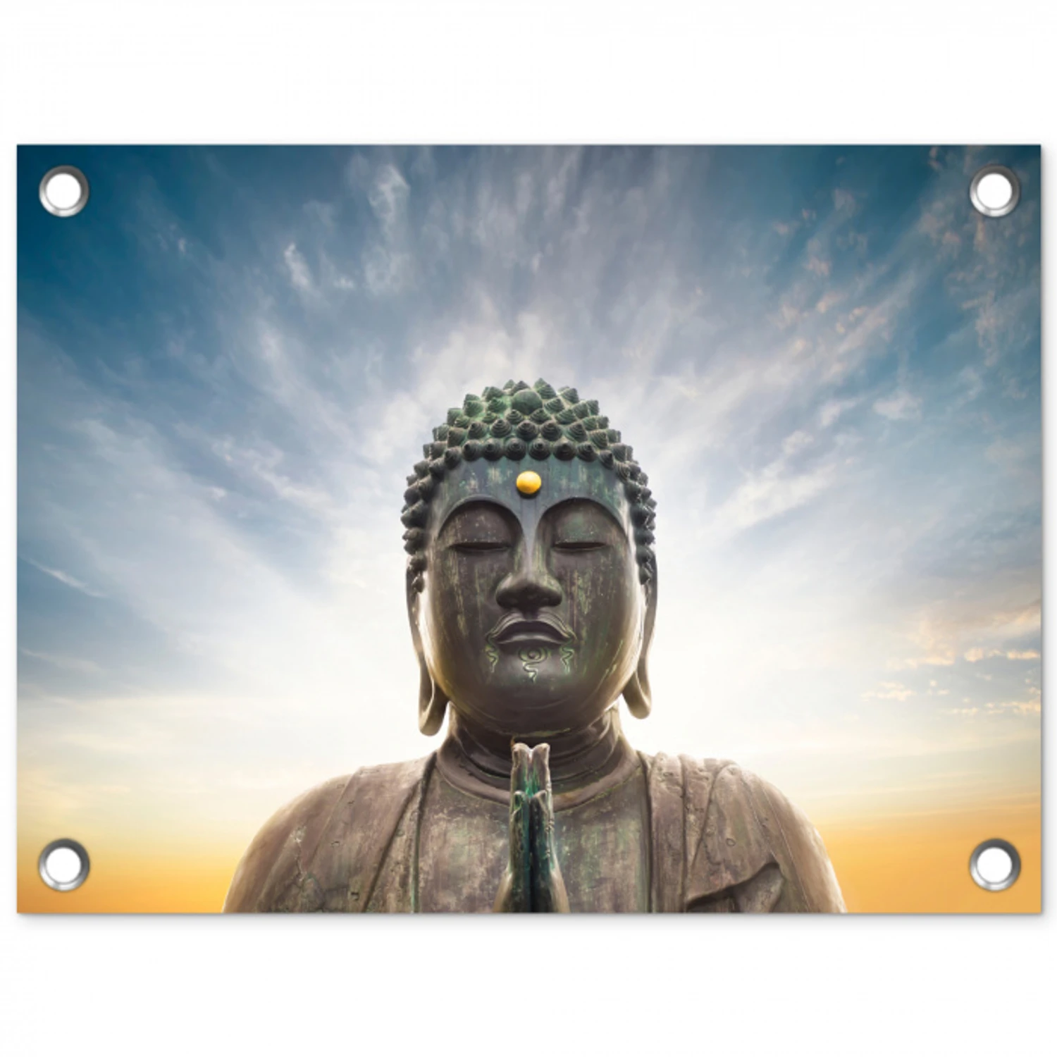 Boeddha hoofd - Buddha - Lucht - Spiritueel - Meditatie tuinposter los doek klein -3d