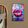 Graffiti - Lippen - Felroze - Geschilderd canvas 2cm klein -sfeer3