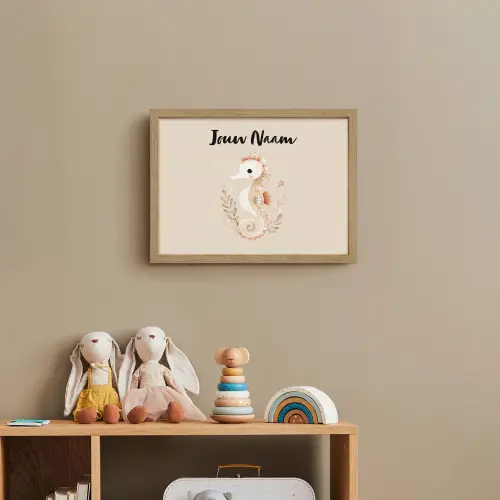 Zeepaardje - Zeewier - Beige Light Box met batterij (Wandlamp kind) middel -sfeer2_kind