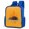 Bruine auto met gele vlammen Kinderrugzak - Blauw middel -schuin