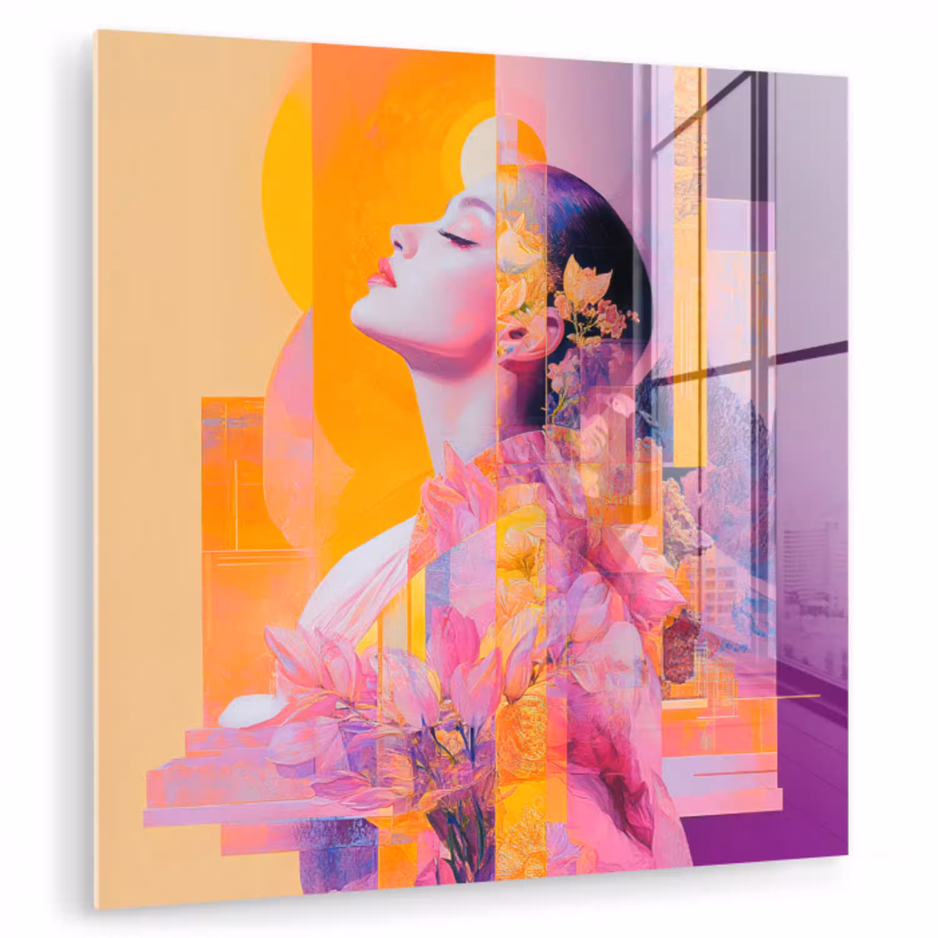 Abstract - Portret - Vrouw - Kleurrijk plexiglas 5mm klein -zzzproduct_nieuw