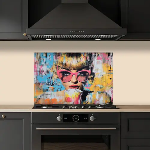 Zonnebril - Vrouw - Kleurrijk - Verfspetters keuken achterwand spatscherm klein -sfeer1