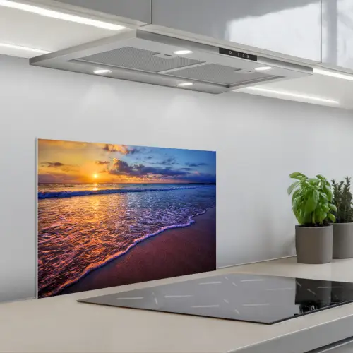 Zee - Strand - Zonsondergang - Wolken - Horizon keuken achterwand spatscherm klein -3d_schuin