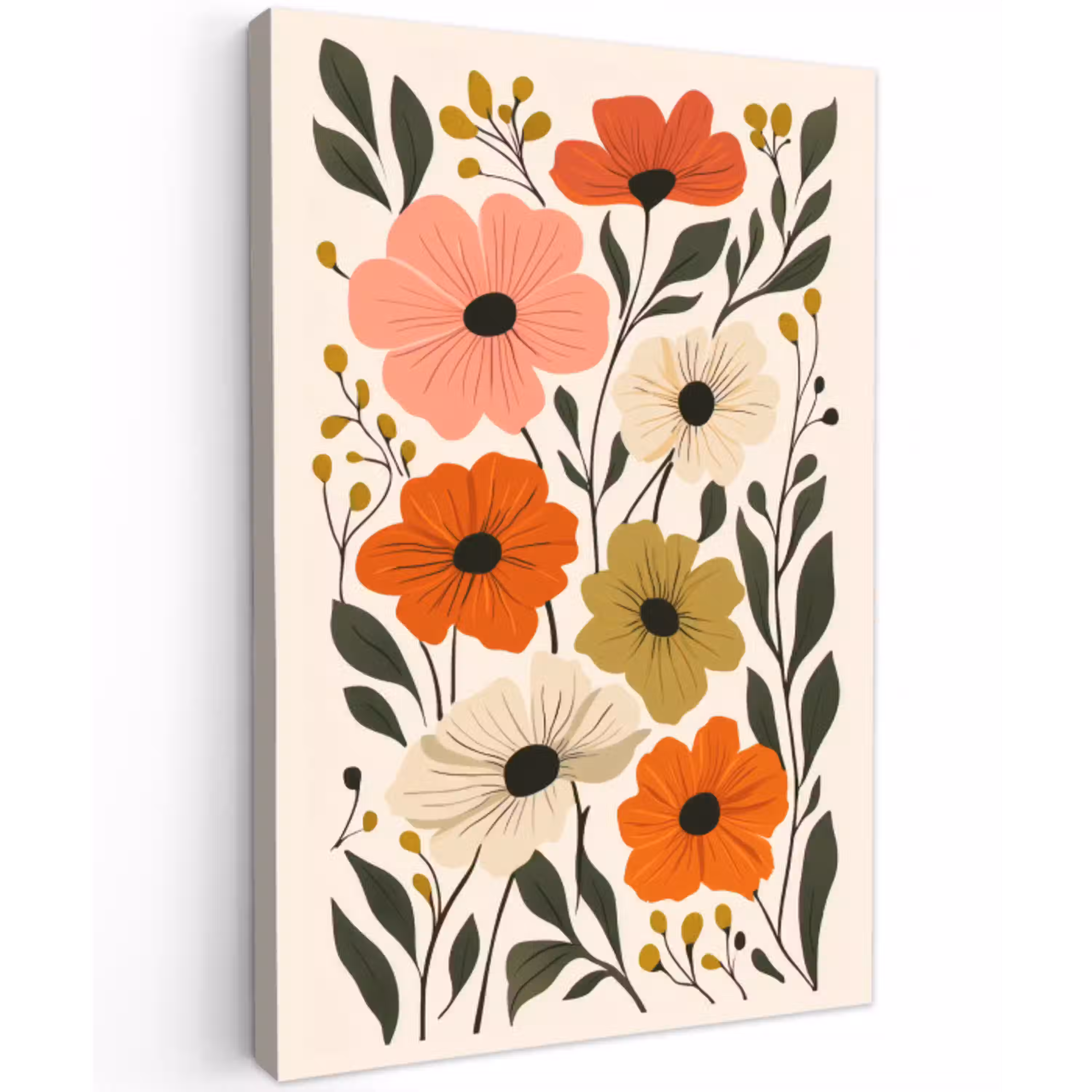 Veldbloemen - Stengels - Blaadjes - Groen canvas 2cm klein -z3d