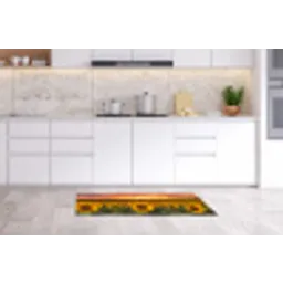Zonnebloemen - Heuvellandschap - Geel Keukenloper - keukenmat middel -sfeer3