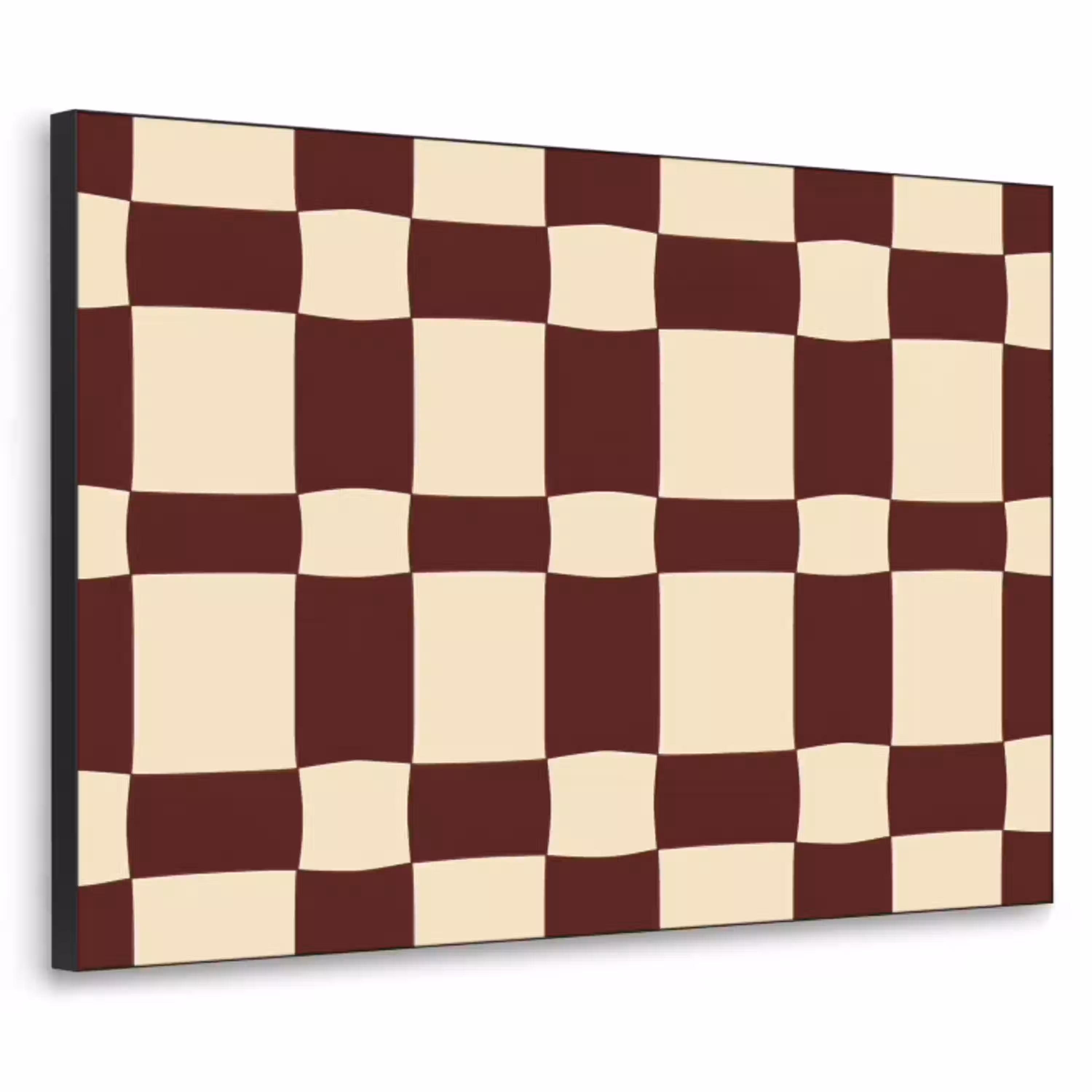 Retro - Patroon - Bruin Textielframe zwart klein 947 -3d