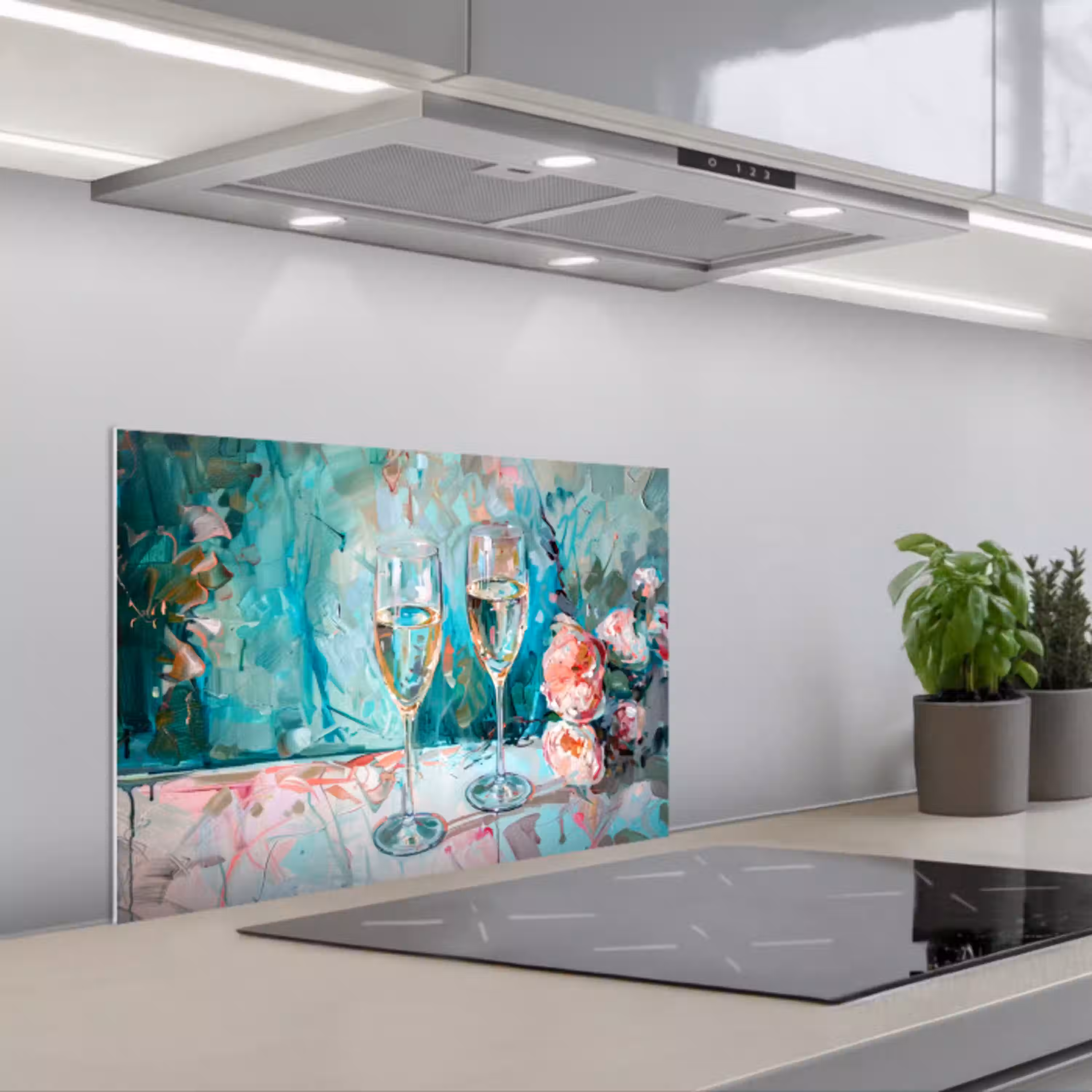 Impressionistisch Proostmoment keuken achterwand spatscherm klein -3d_schuin