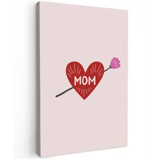 Hart - Rood - Bloem - Moeder Tuinposter op houten frame 2 cm dik middel -3d