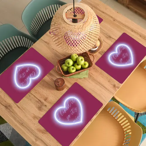 I liked it so it's mine - Neon hart - Roze Placemat vinyl groot -zzsfeer5_Kitchenyeah-website