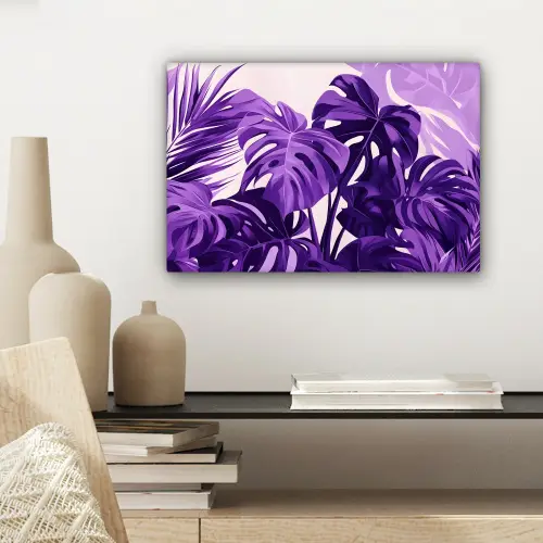 Bladeren - Paars - Tropisch - Abstract canvas 2cm klein -sfeer6