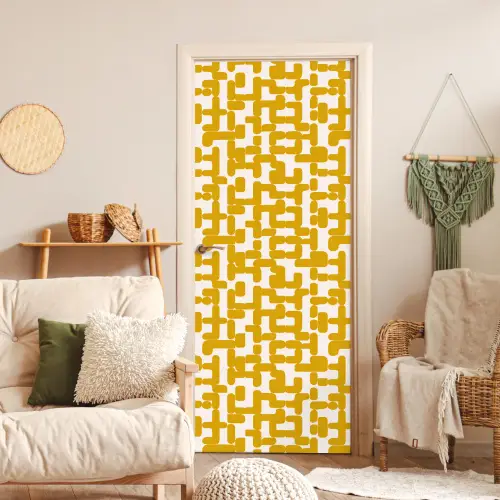 Geel - Beige - Patroon deurposter klein 289 -sfeer2