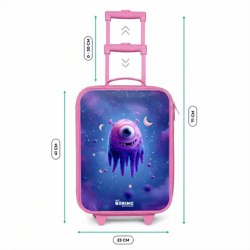 Vrolijk paarsoog in de ruimte Kinderkoffer - Roze klein -productfoto_formaten