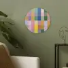 Blokken - Vierkant - Patroon - Gekleurd Akoestische PET Vilt - Rond klein -sfeer2