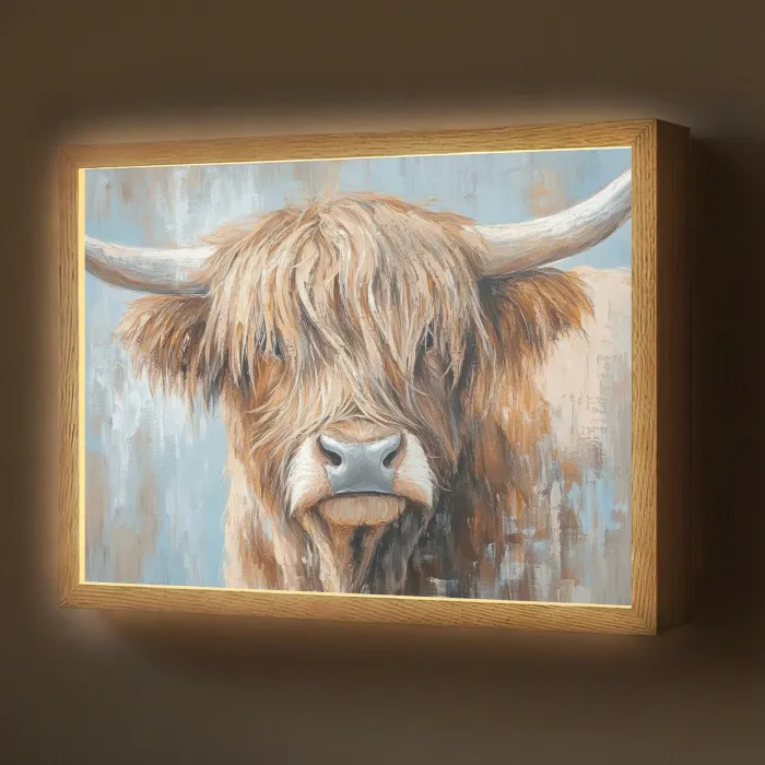 Schotse hooglander - Dieren - Koe - Street art Light Box met batterij (Wandlamp) middel -z3d_website