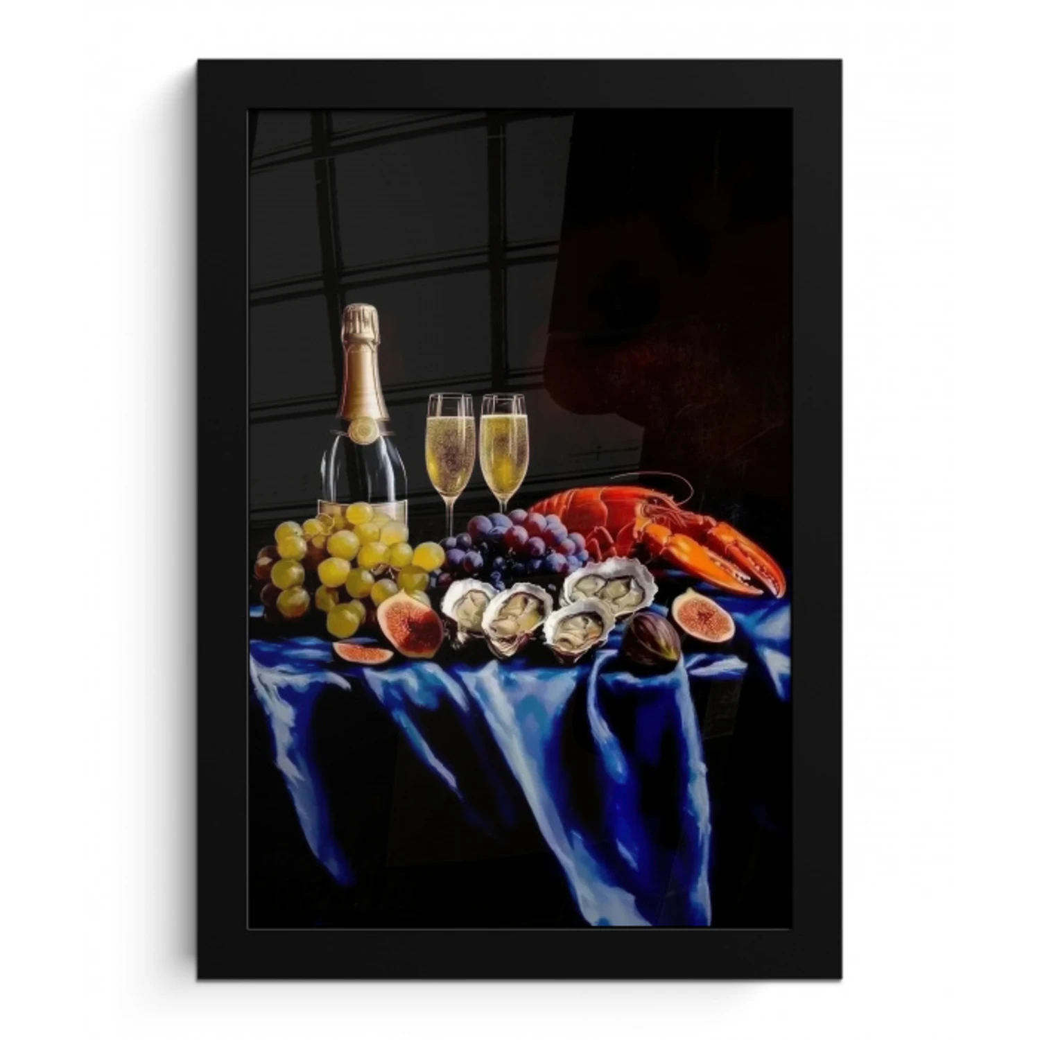 Champagne - Luxe - Oesters fotolijst zwart zonder passe partout klein -3d