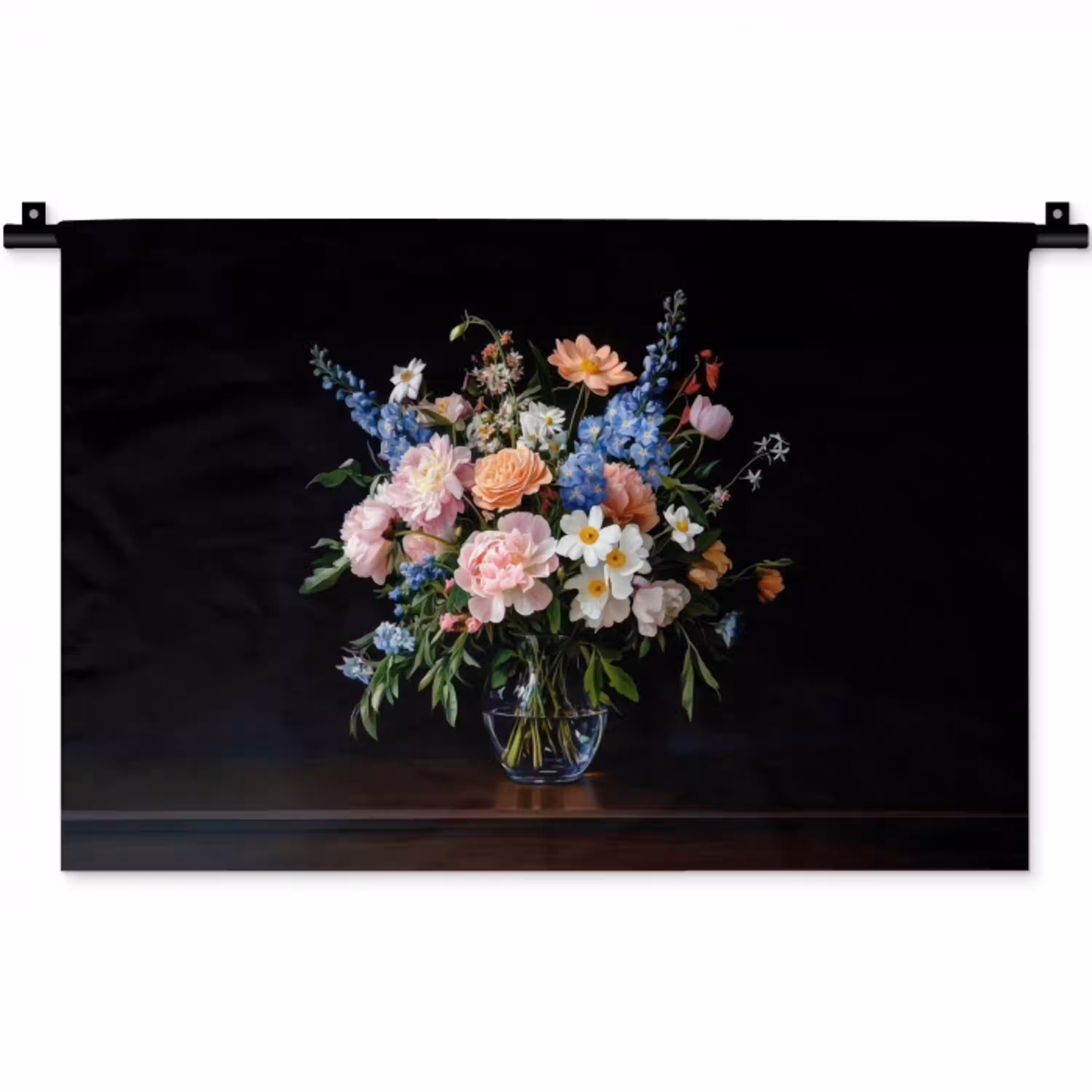 Pastel - Bloemen - Glazen - Vaas Wandkleed katoen klein -zz3d