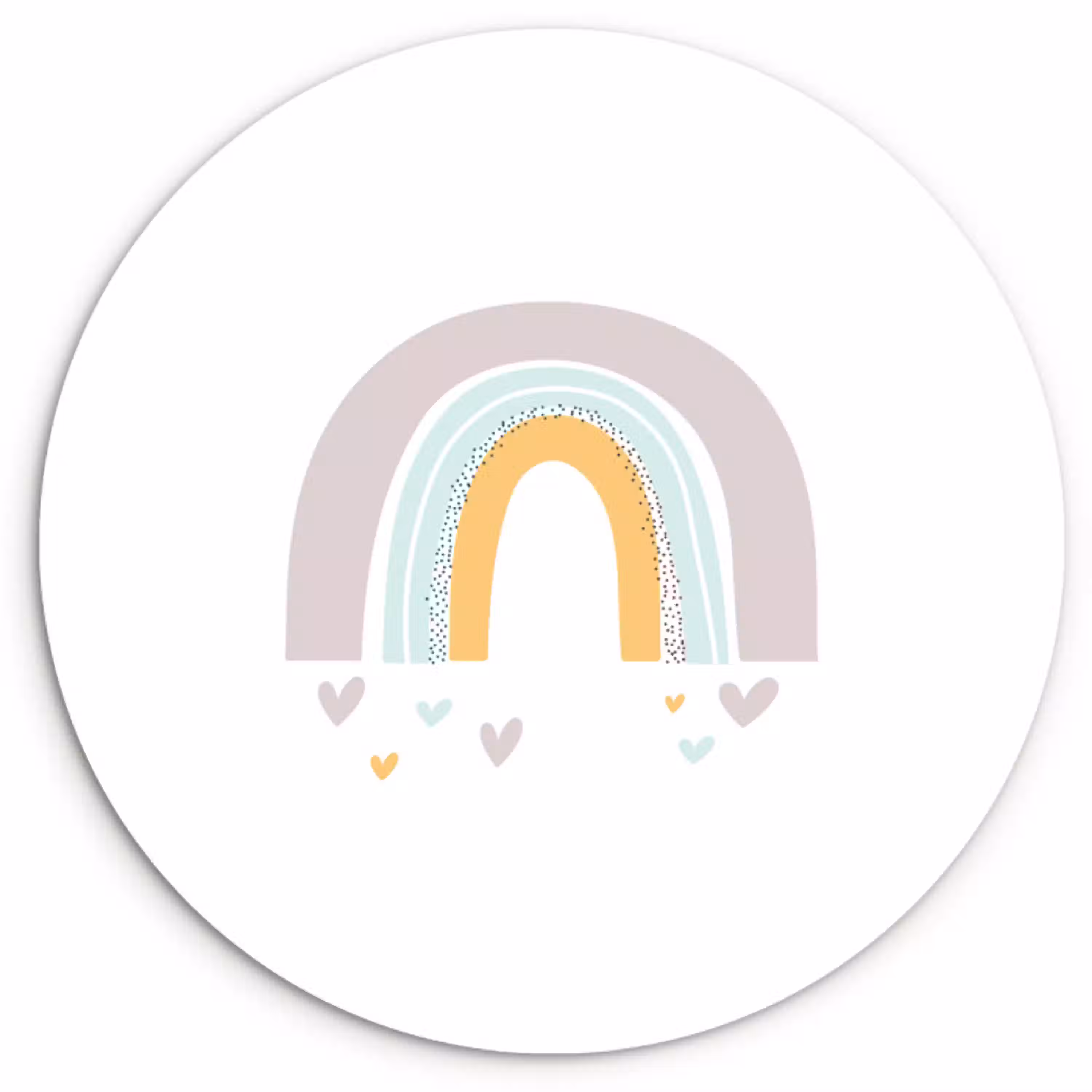 Regenboog - Hartjes - Meisjes - Jongens - Pastel Wandcirkel kunststof plaat 5mm dik klein -3d