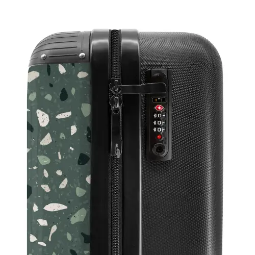Terrazzo patroon veelkleurig groen NBS - Handbagage koffer - Volwassenen Unisex middel -slot