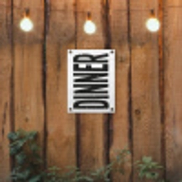Zwart - Decoratie - Vintage - Eten tuinposter los doek klein -sfeer1