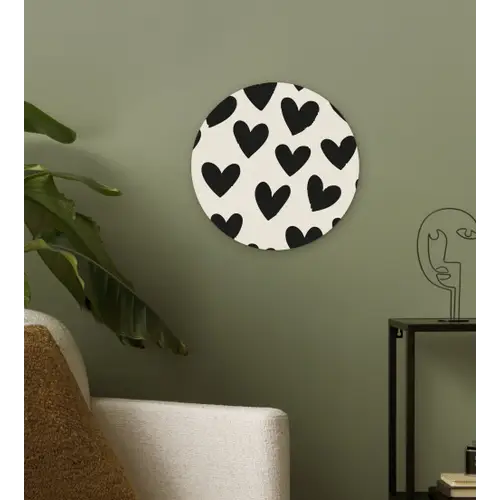 Hartjes - Zwart - Beige Wandcirkel plexiglas klein -sfeer3