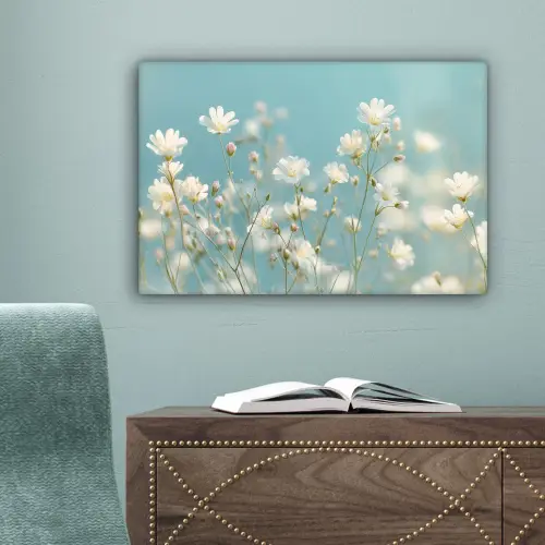 Stengels - Bloemen - Lucht - Wit canvas 2cm klein -sfeer4