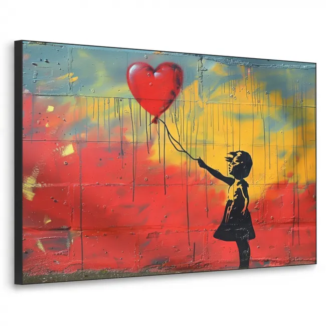 Art Frame - Banksy Style - Farbenfroh - Graffiti - Mädchen - Straßenkunst