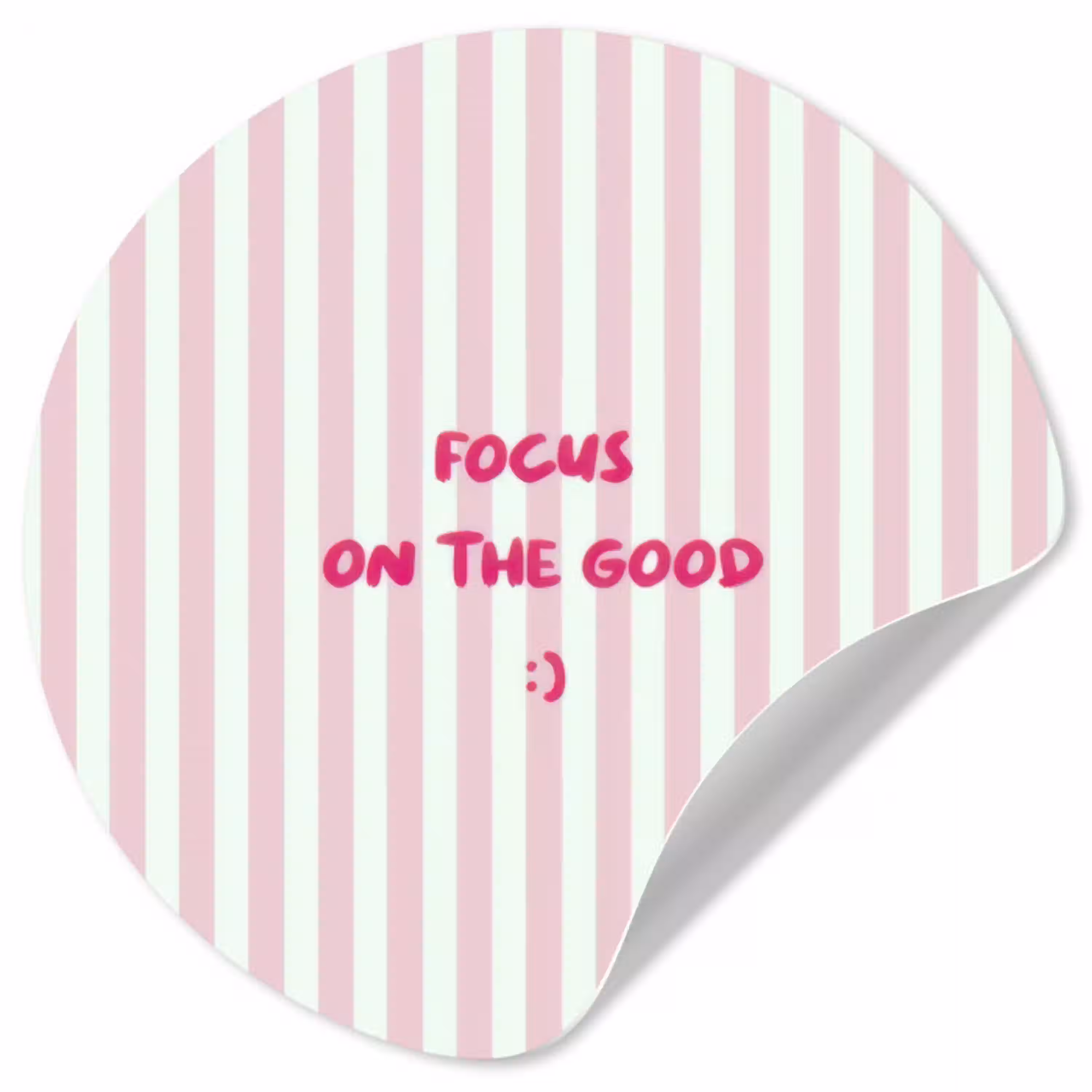 Focus on the good - Strepen - Roze - Smiley Wandcirkel behangsticker klein -3d