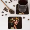Portret - Vrouw - Bloemen onderzetter kurk middel -sfeer2