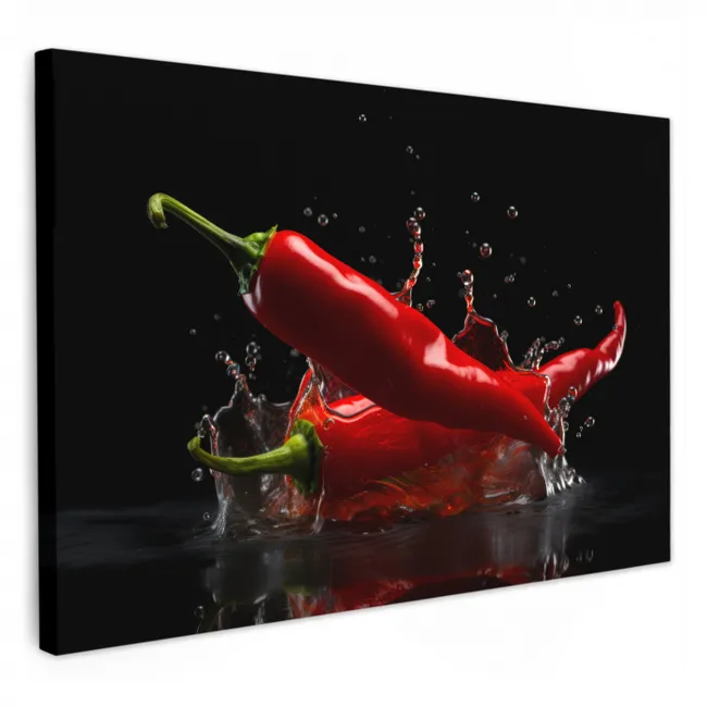 Peper - Rood - Zwart - Water - Groente KitchenYeah - Keuken - Canvas klein -3d