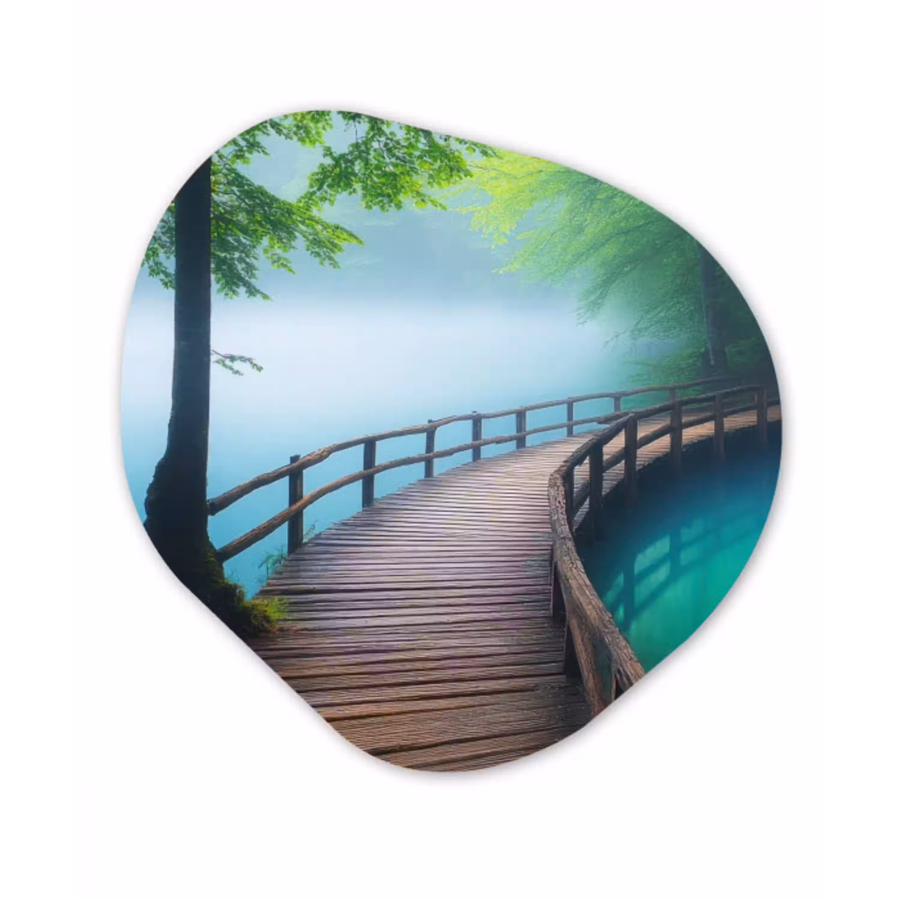 Brug - Water - Rivier - Bos Wandcirkel Organisch Forex 3mm klein -3d