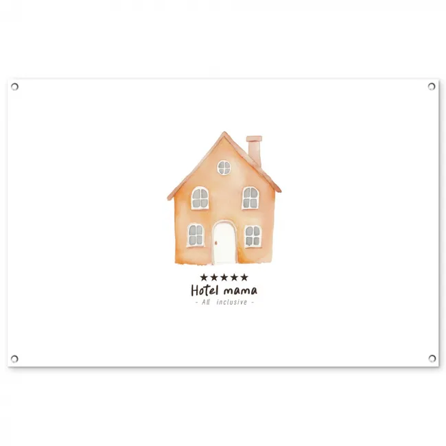 Oranje - Huisje - Quote - Hotel tuinposter los doek groot -3d