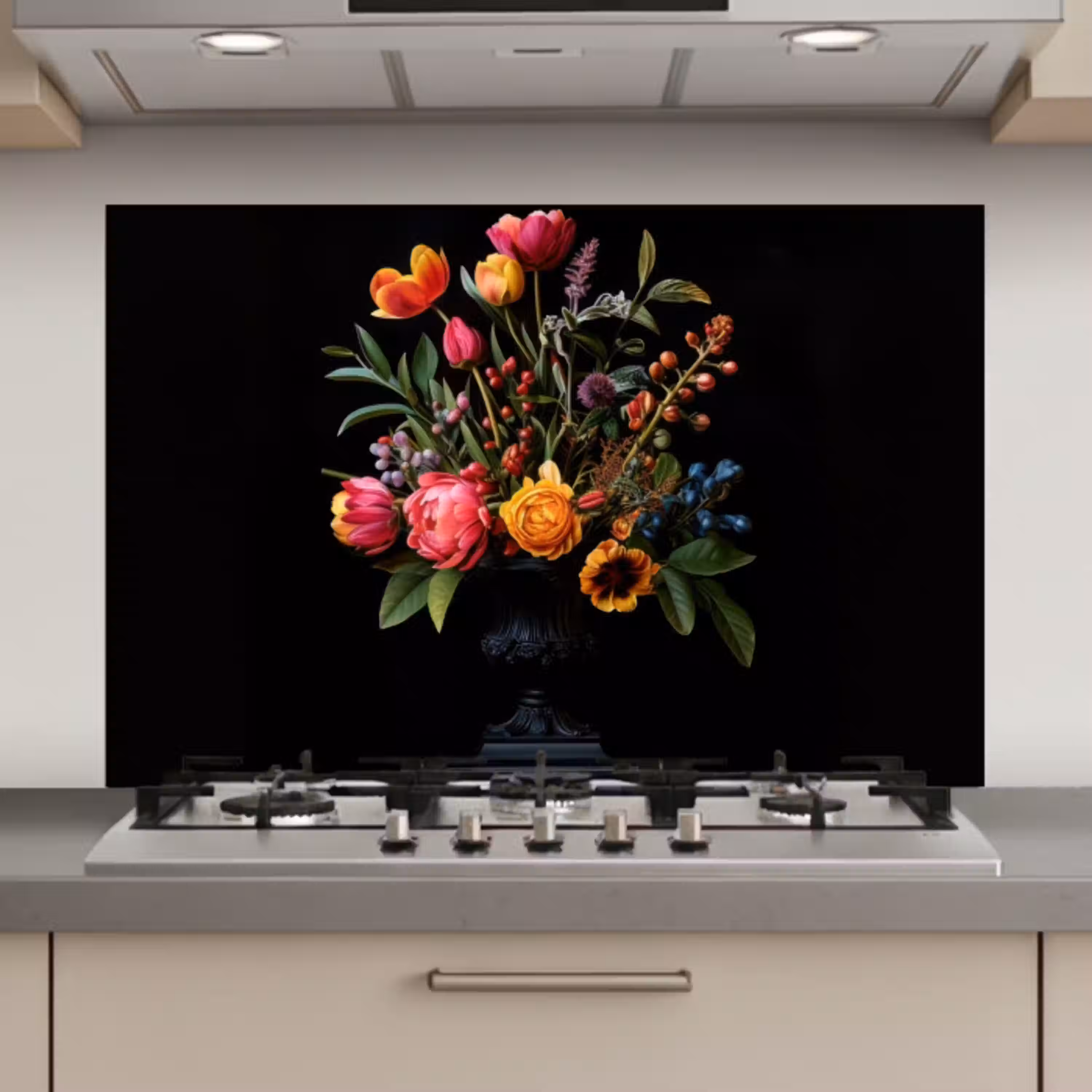 Tulpen - Bessen - Boeket - Vaas keuken achterwand spatscherm klein -3d_website