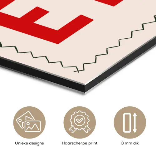 Blokletters - Rood - Kartelrand aluminium wit klein -closeup_NL