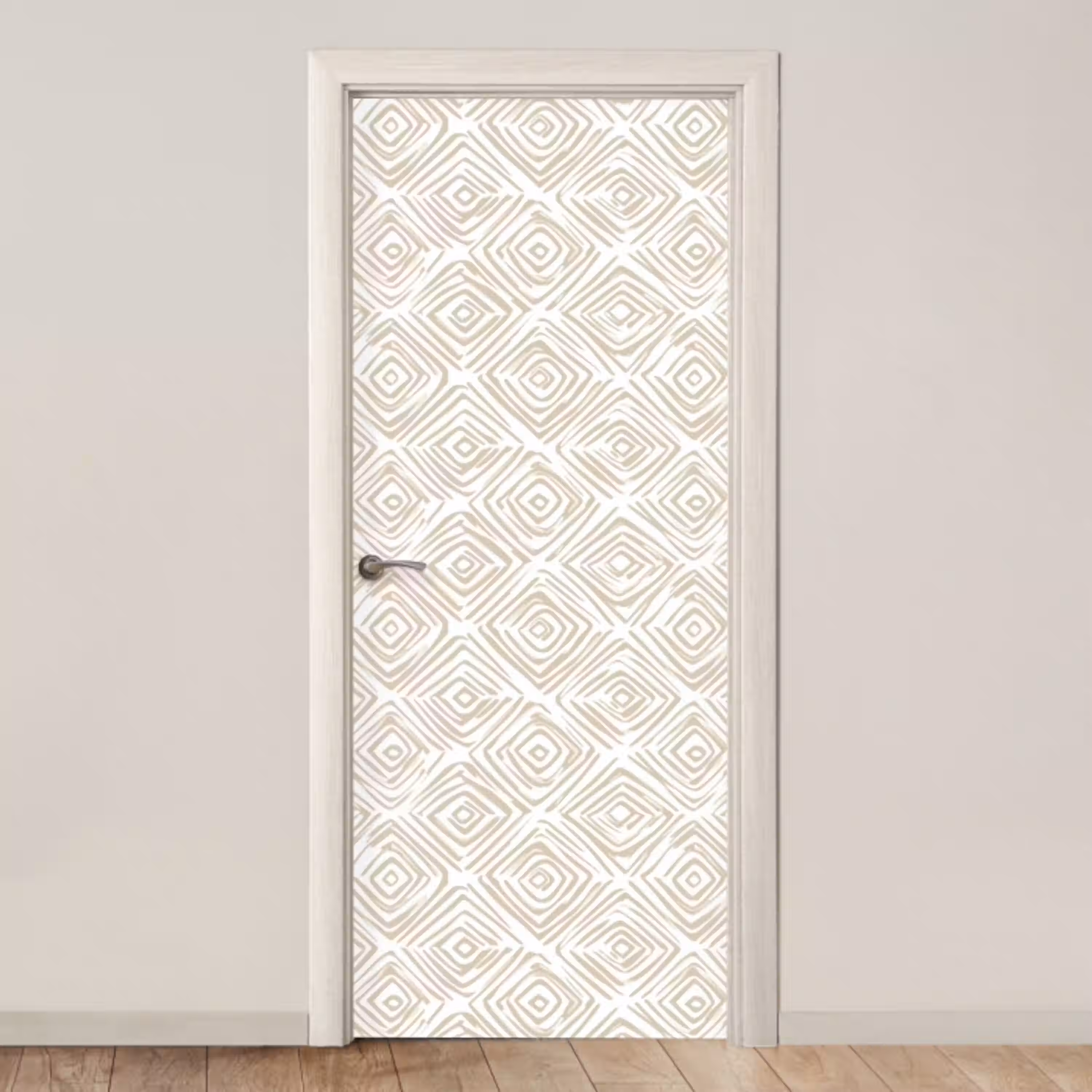 Abstract - Ruit - Beige deurposter klein 289 -3d_beige