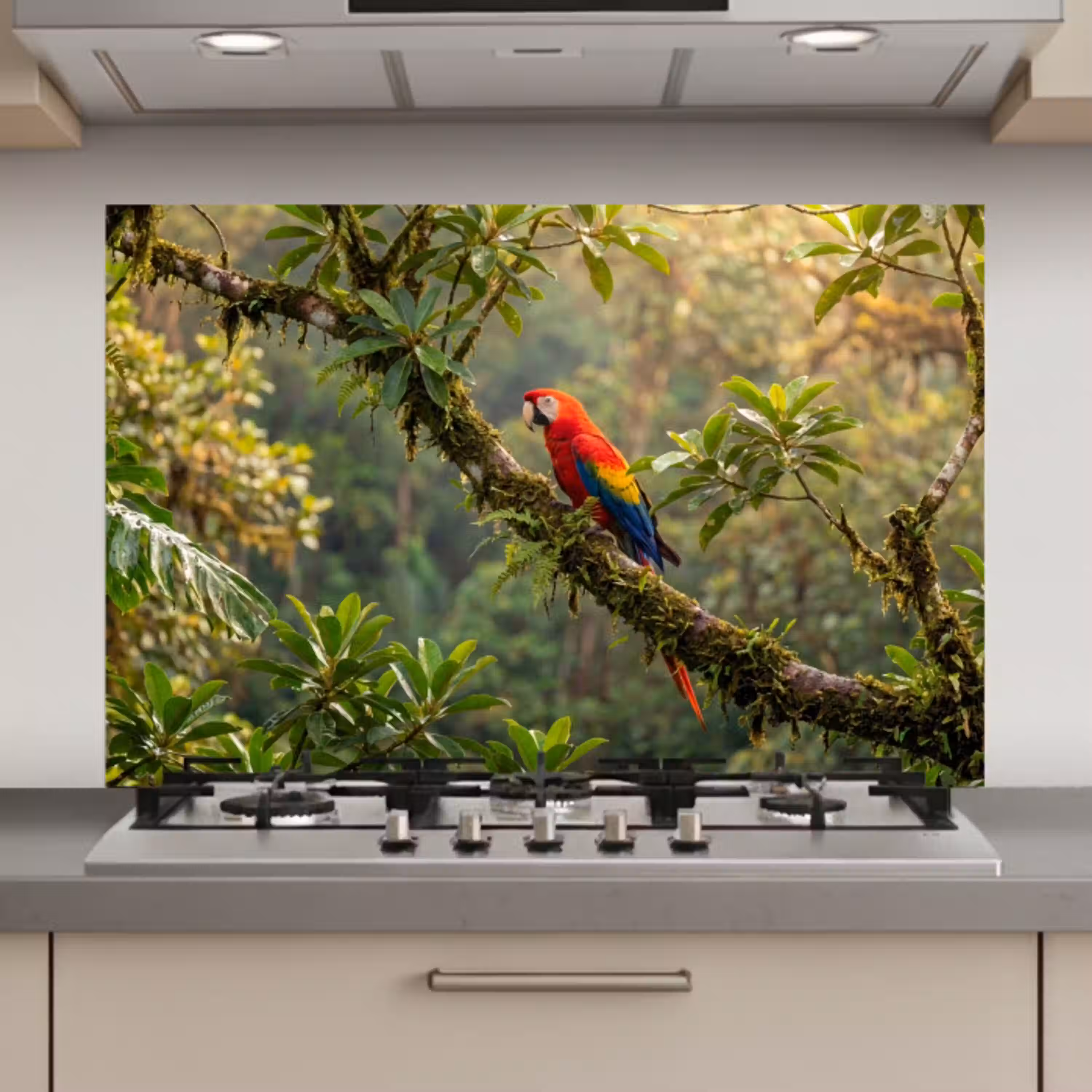 Ara - Jungle - Rood keuken achterwand spatscherm klein -3d_website