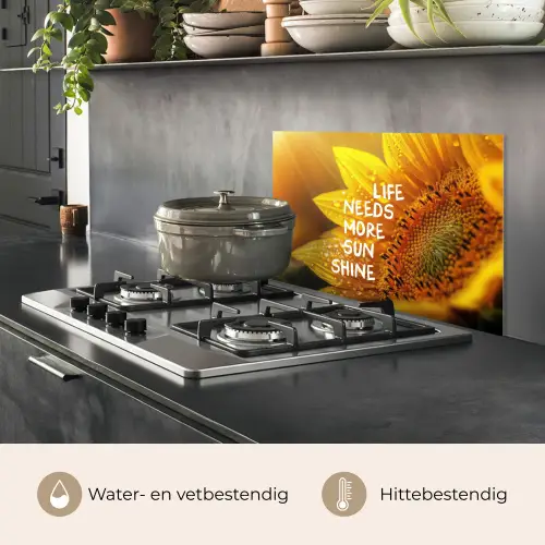 Zonnebloem - Close up - Geel - Quote keuken achterwand spatscherm klein -usp_NL