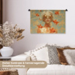 Goudvissen - Oranje - Vrouw - Blond Wandkleed katoen klein -tsfeer1_DE