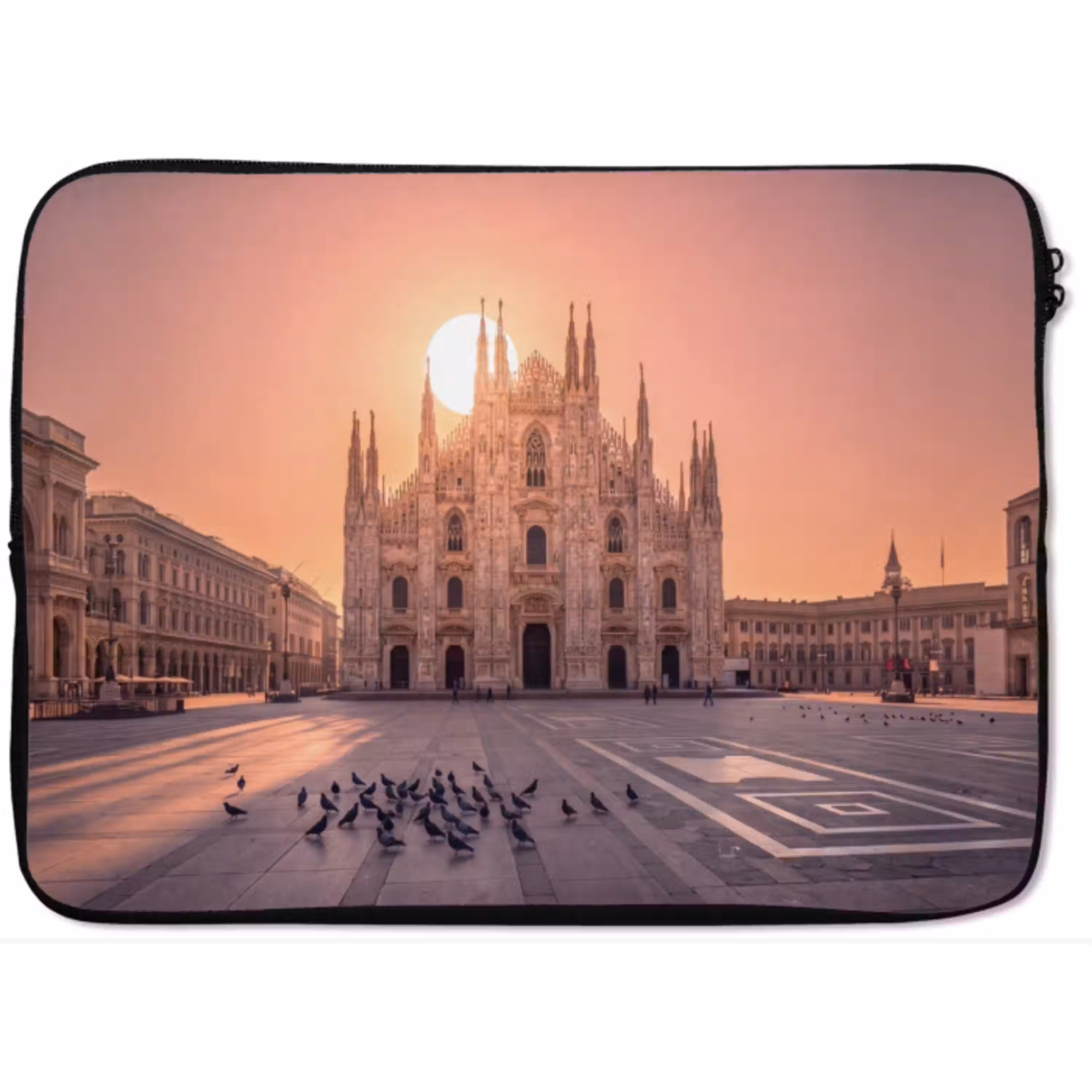 Architectuur - Milaan - Plein - Zonsopgang - Oranje laptophoes neopreen klein -zkaufland3dotto