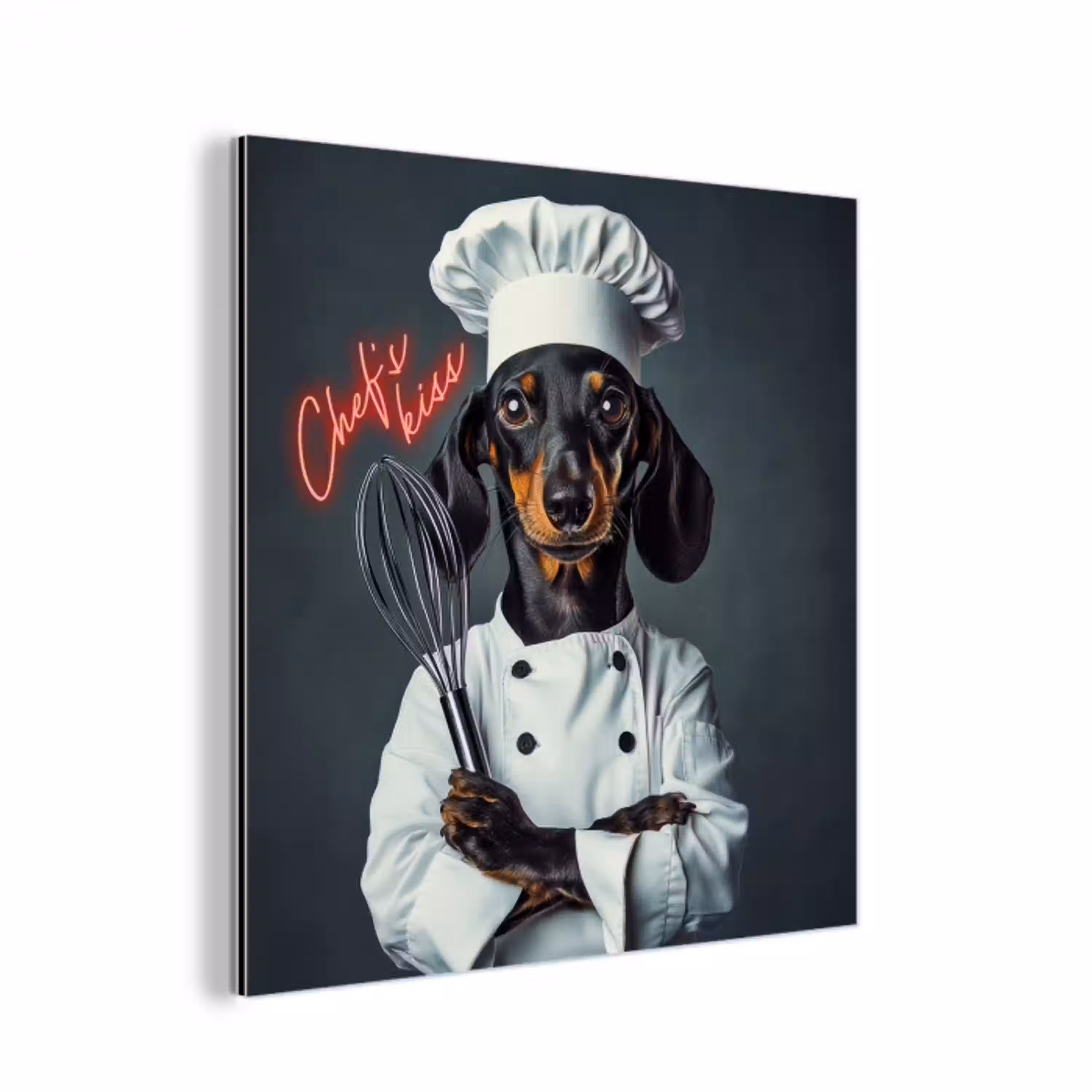 Quote - Neon - Hond - Kokskleding aluminium wit klein -3d