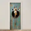 Giraf - Hout - Doorkijk - Dieren - Kop deurposter klein -3d_beige
