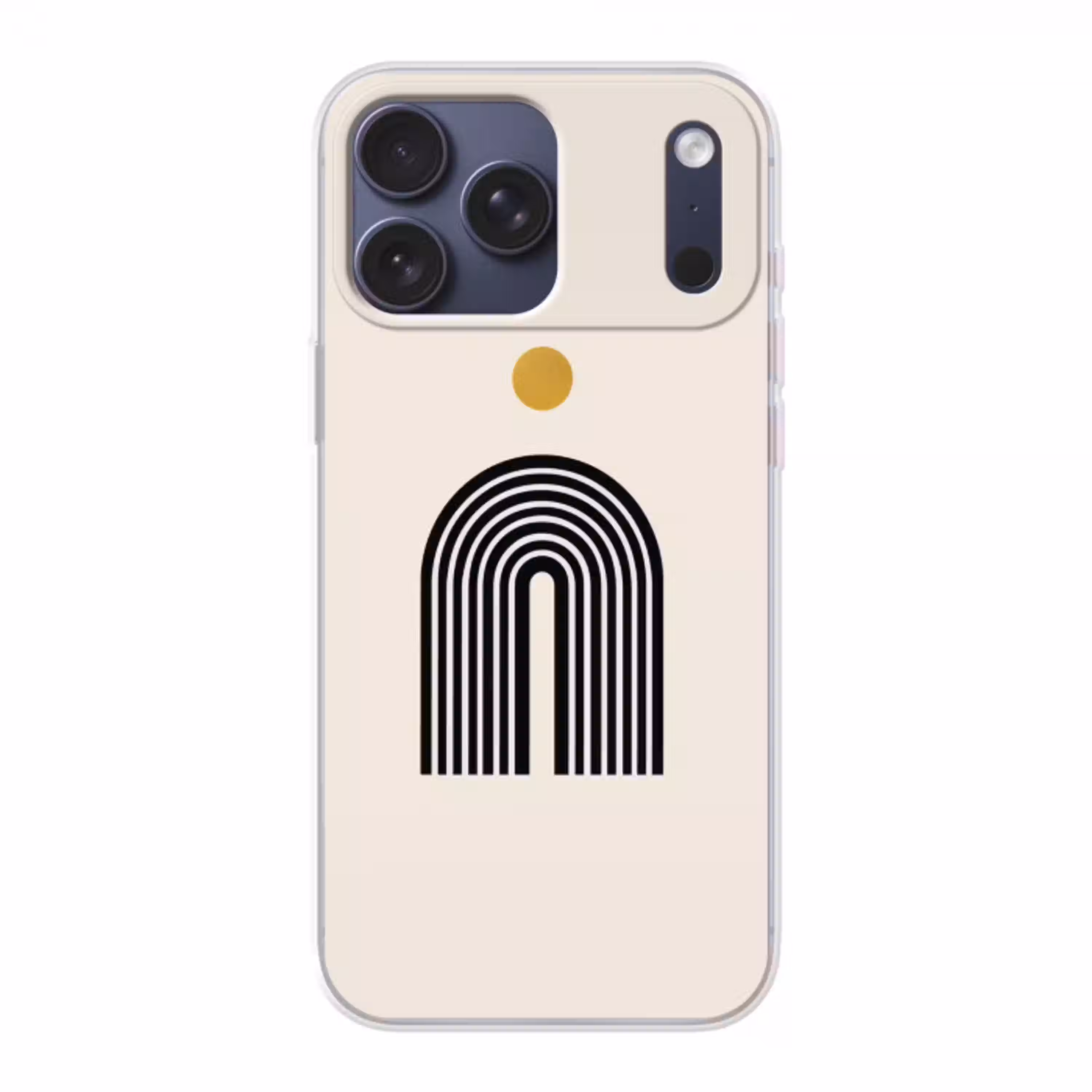 Minimalistisch - Zwarte boog - Gouden cirkel Telefoonhoesje iPhone 17 Pro Max klein -3d