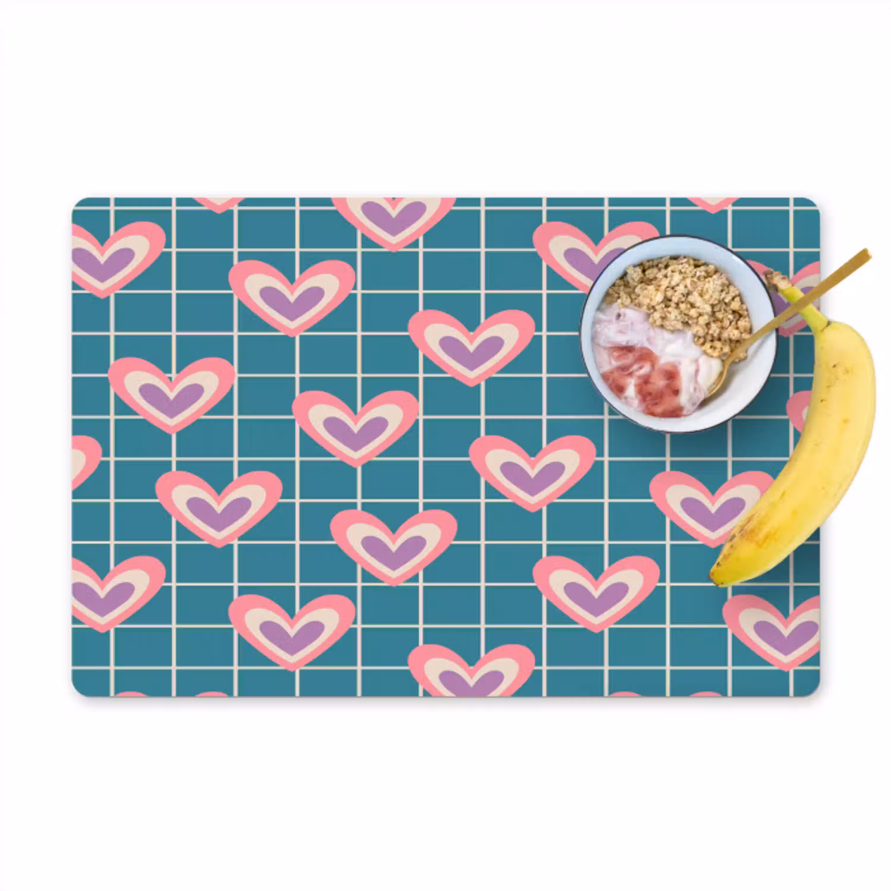 Hartjes - Raster - Patroon - Blauw Placemat vinyl groot 368 -zzzproduct_Kitchenyeah-website