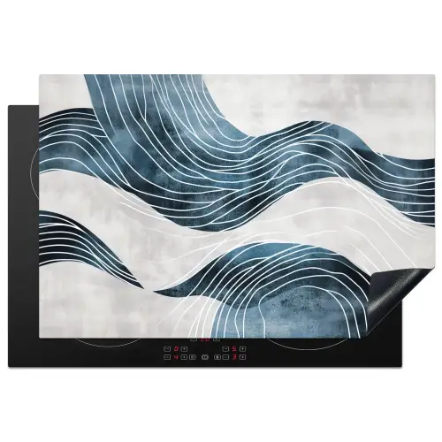 Lijnen - Golven - Abstract - Blauw Inductie beschermer vinyl 3mm klein -3d