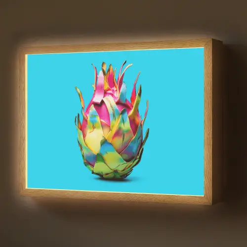 Drakenfruit - Blauw - Levendig Light Box met batterij (Wandlamp) middel -z3d_website