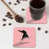 Kat - Skateboard - Roze onderzetter kurk middel -sfeer2