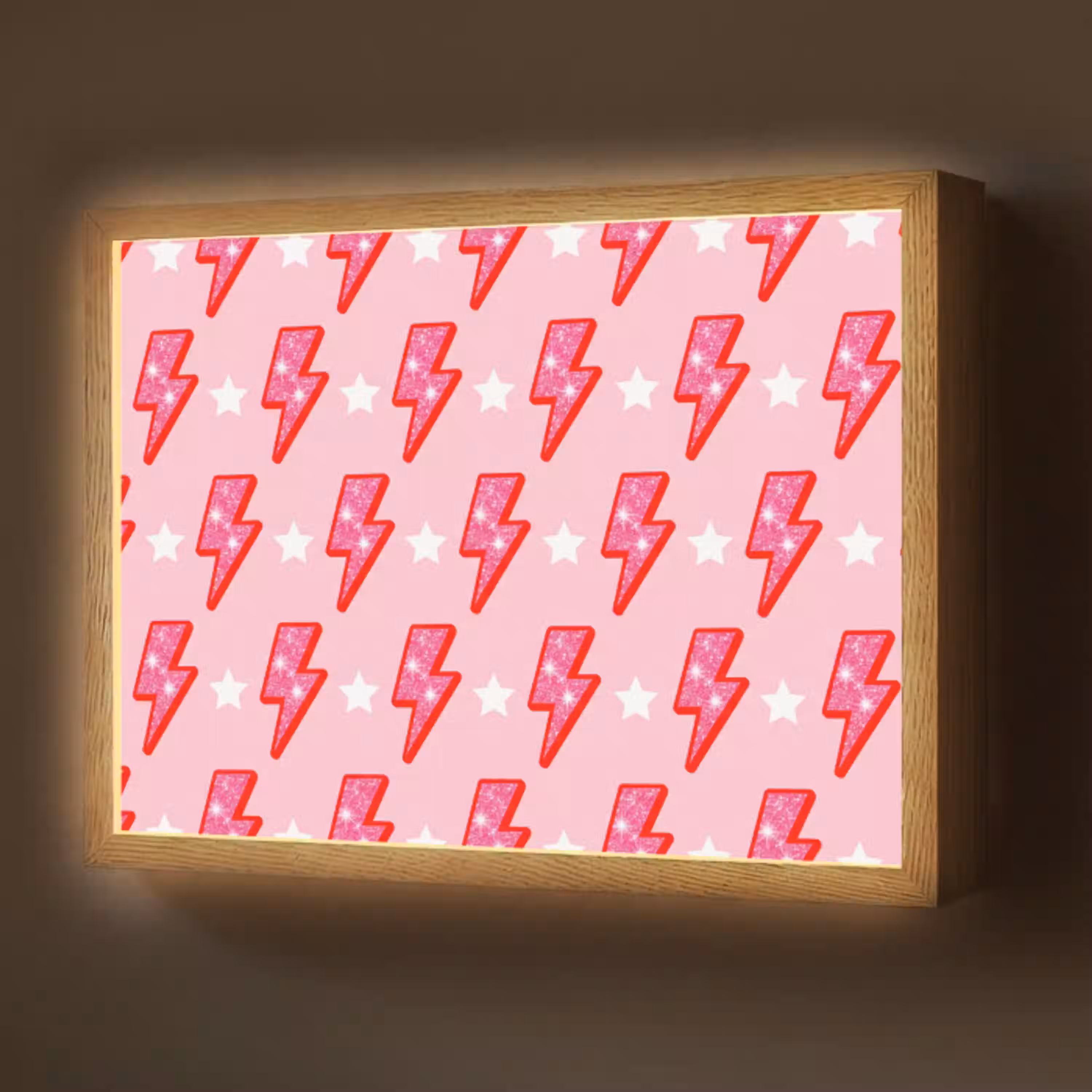 Patroon - Bliksem - Ster - Glitter - Roze Light Box met batterij (Wandlamp) middel -z3d_website