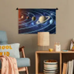 Ruimte - Zonnestelsel - Blauw Wandkleed katoen klein -wsfeer4_kind